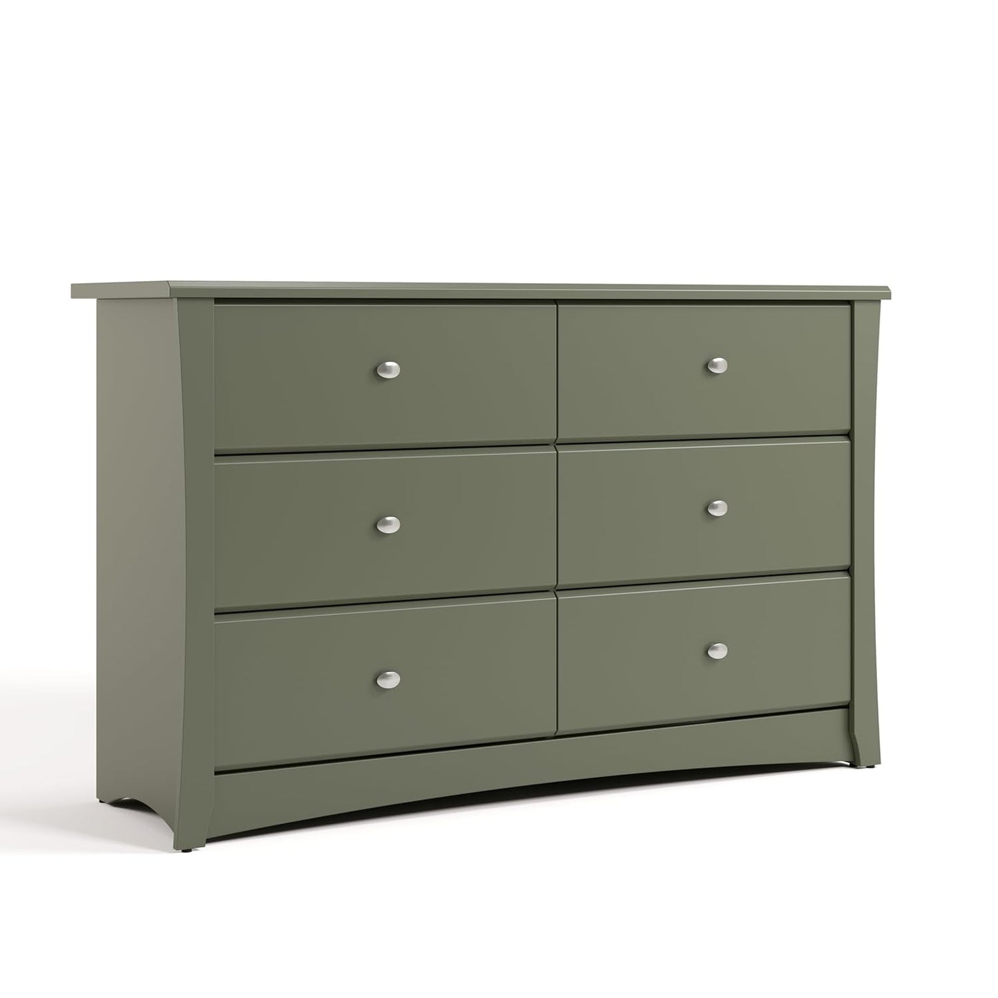 Storkcraft Crescent 6 Drawer Double Dresser (Olive) – GREENGUARD Gold Certified, Nursery Dresser for Kids Bedroom