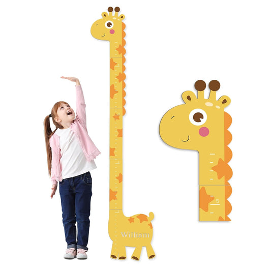 Personalized Name Growth Chart for Kids – Giraffe Height Chart for Boys and Girls, Wooden Height Chart Measuring Board 63" x 15.3"
