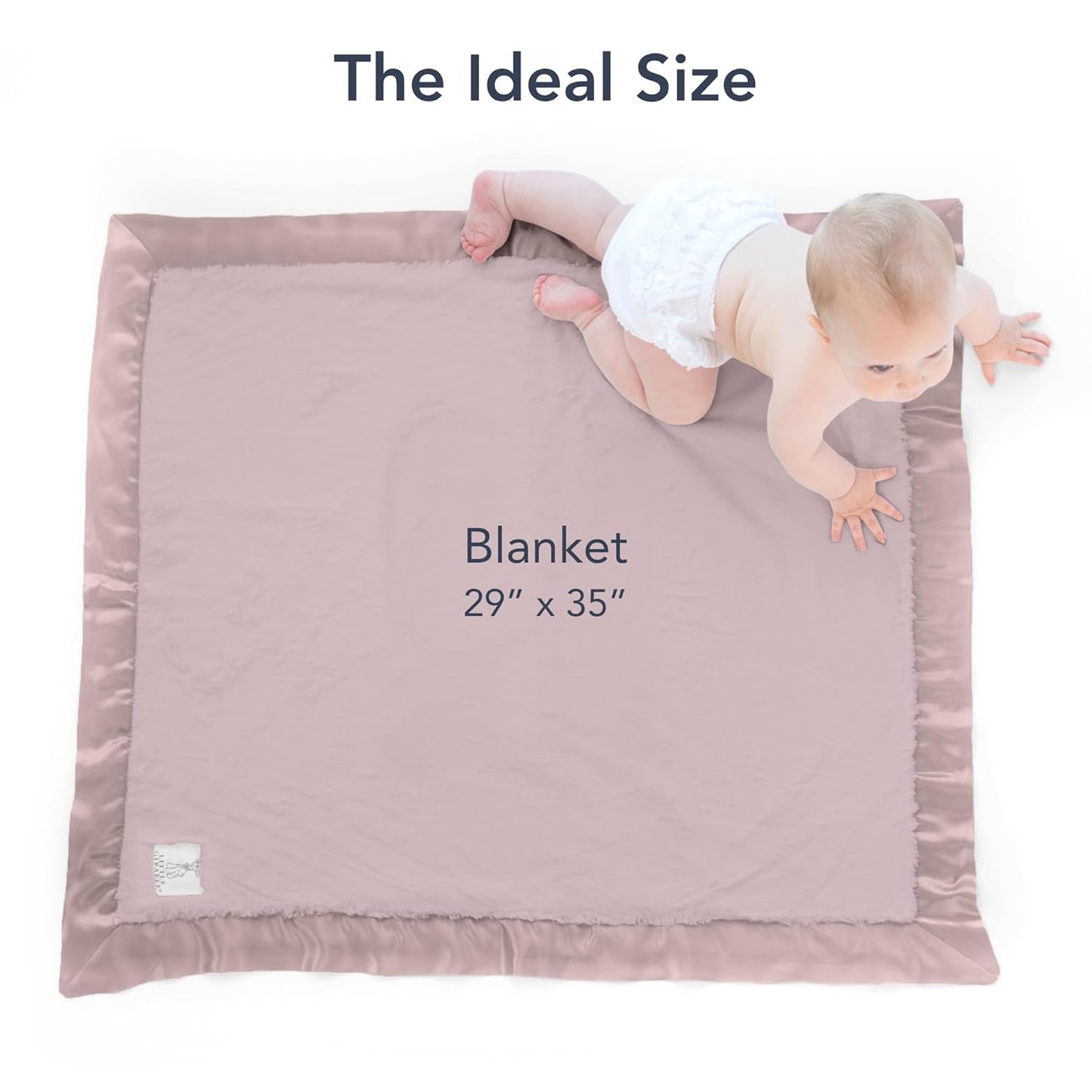 Little Giraffe Baby Blanket - Luxe Soft Blanket with Satin Trim - Baby Stroller Blanket - Newborn Baby Essentials & Baby Gifts - 29"x35" - Dusty Pink