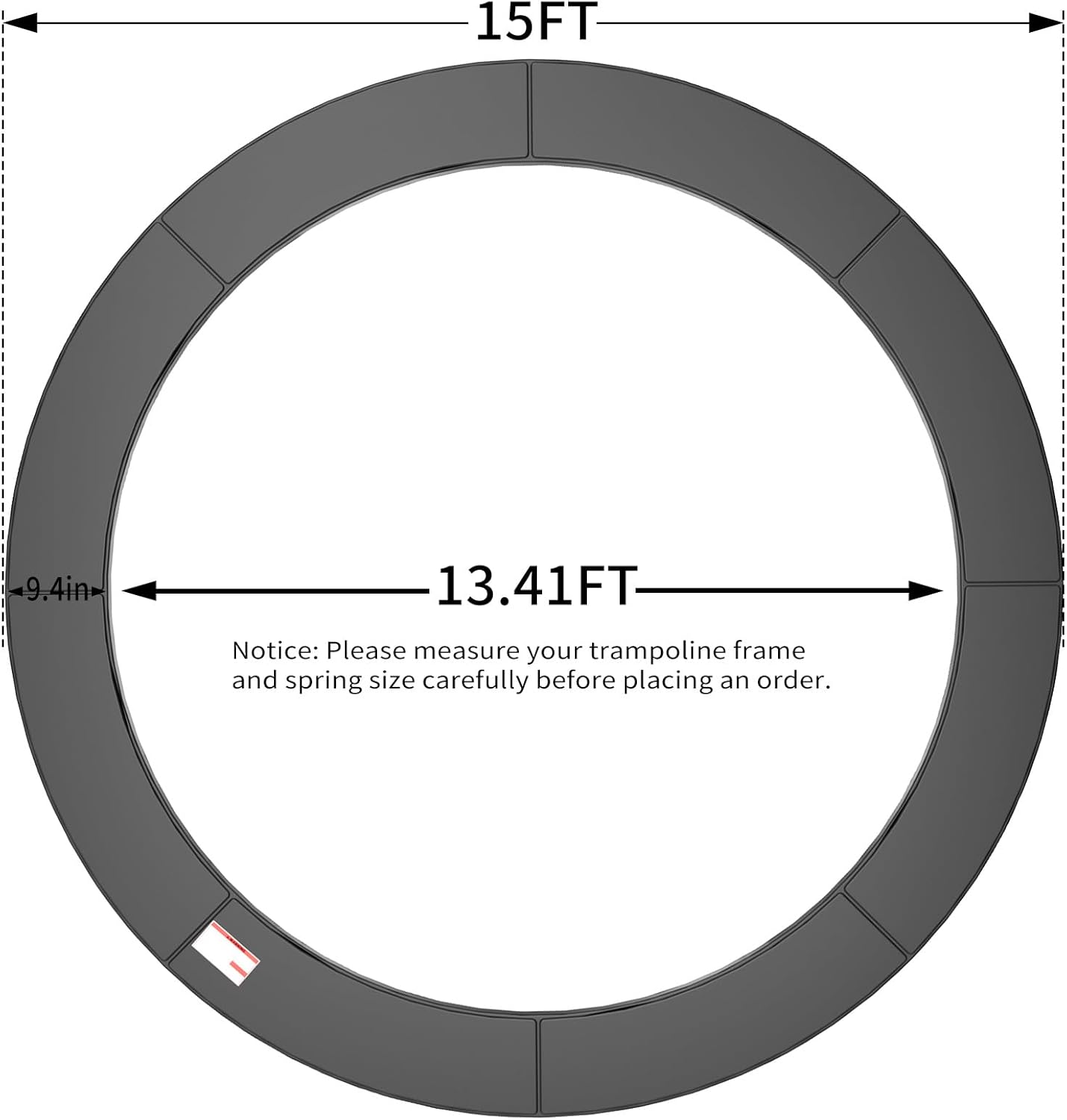 16FT/15FT/14FT/12FT/10FT Trampoline Safety Pad Replacement, Round Trampoline Spring Protection Cover, Fits 16FT/15FT/14FT/12FT/10FT Frames, Water-Resistant Trampoline Accessories