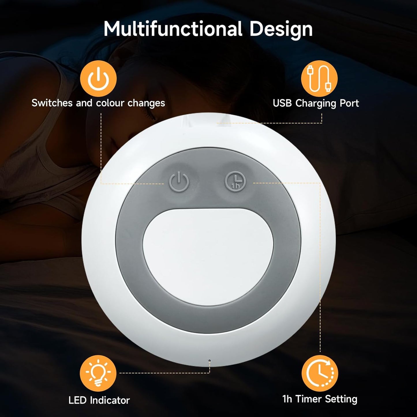 Baby Night Light, Nursery Night Lamp with 8 RGB Colors Changing, 1h Timer, Rechargeable & Touch Control, Soft BPA Free Portable Dimmable Night Lamp for Kids Room Breastfeeding