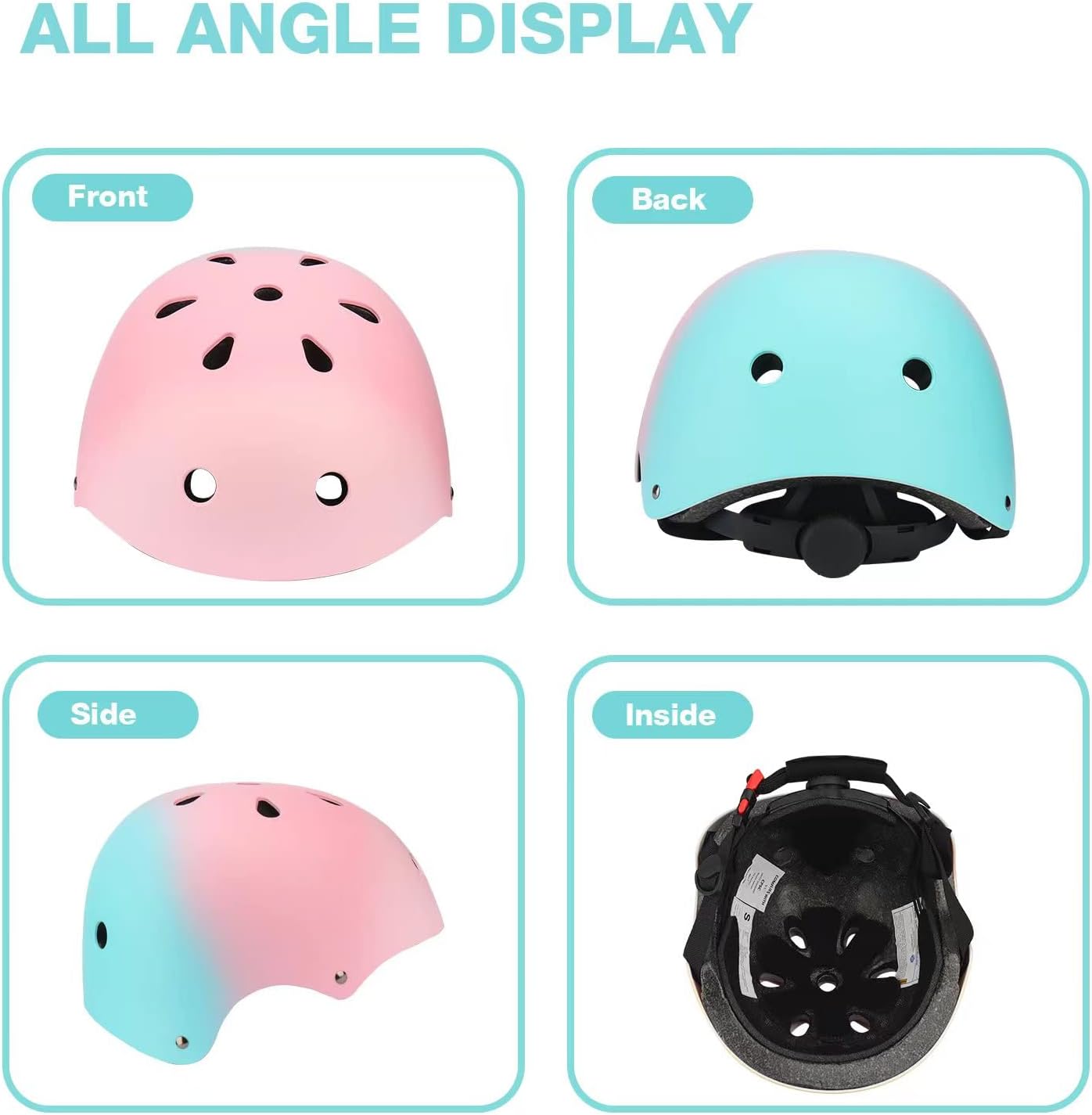 Color Gradient Adjustable Kids Bike Helmet Toddler Helmets for 3-5-8-14 Years Kids Girls Boys Youth Bicycle Helmet for Scooter Balance Bike Roller Skating Skateboard