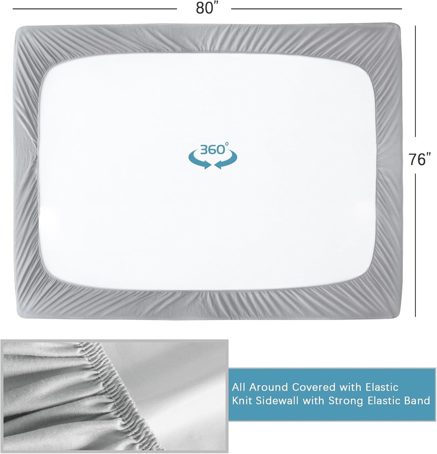 King Mattress Protector Waterproof, Noiseless & Soft Coverage King Size Mattress Cover Fitted Sheets with Deep Pocket up to 14", Super Breathable & Easy Wash Mattress Protector