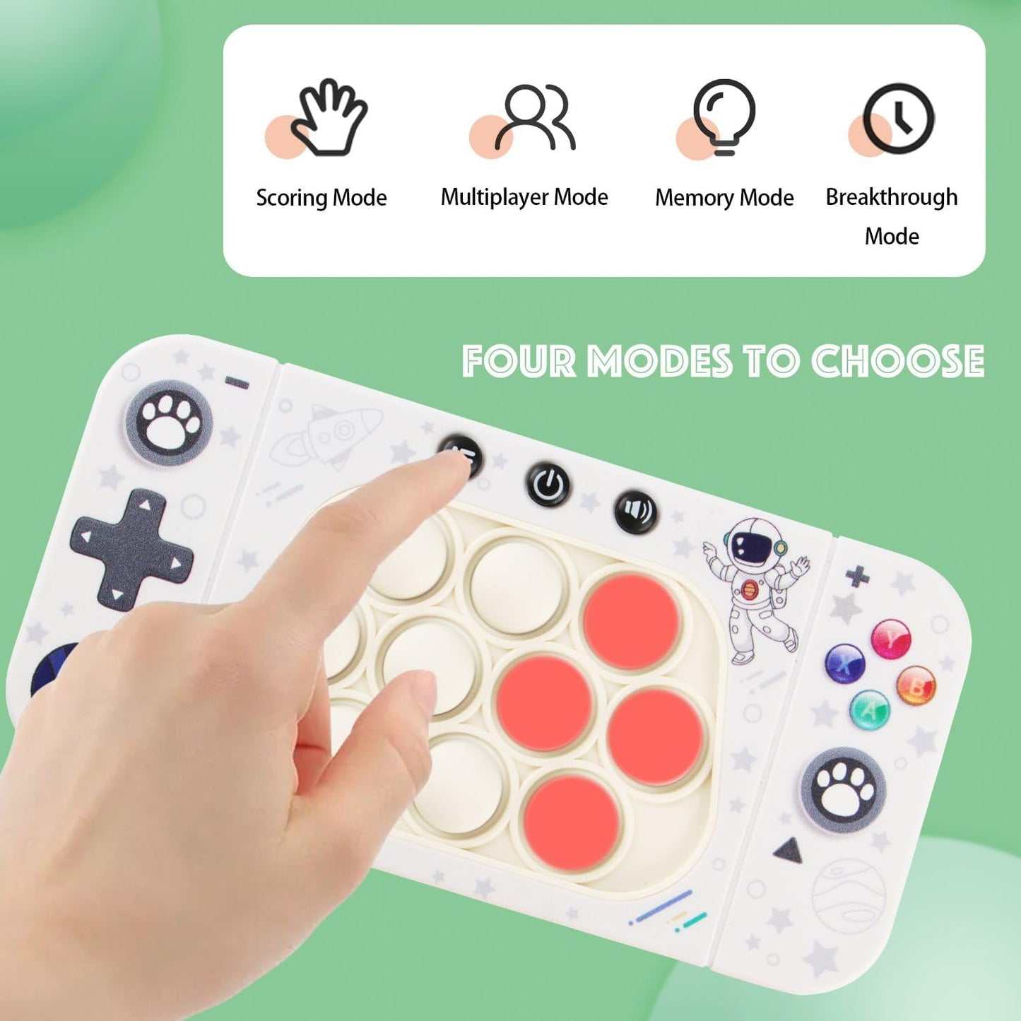 Quick Push Bubbles Pop Fidget Toy It Game, Fast Push Light Up Pop Interactive Sensory Toy, Fast Push Button Game for Kids Adult, Stress Relief Handheld Game Present Toy for 3 4 5 6 7 Years Boy Girl