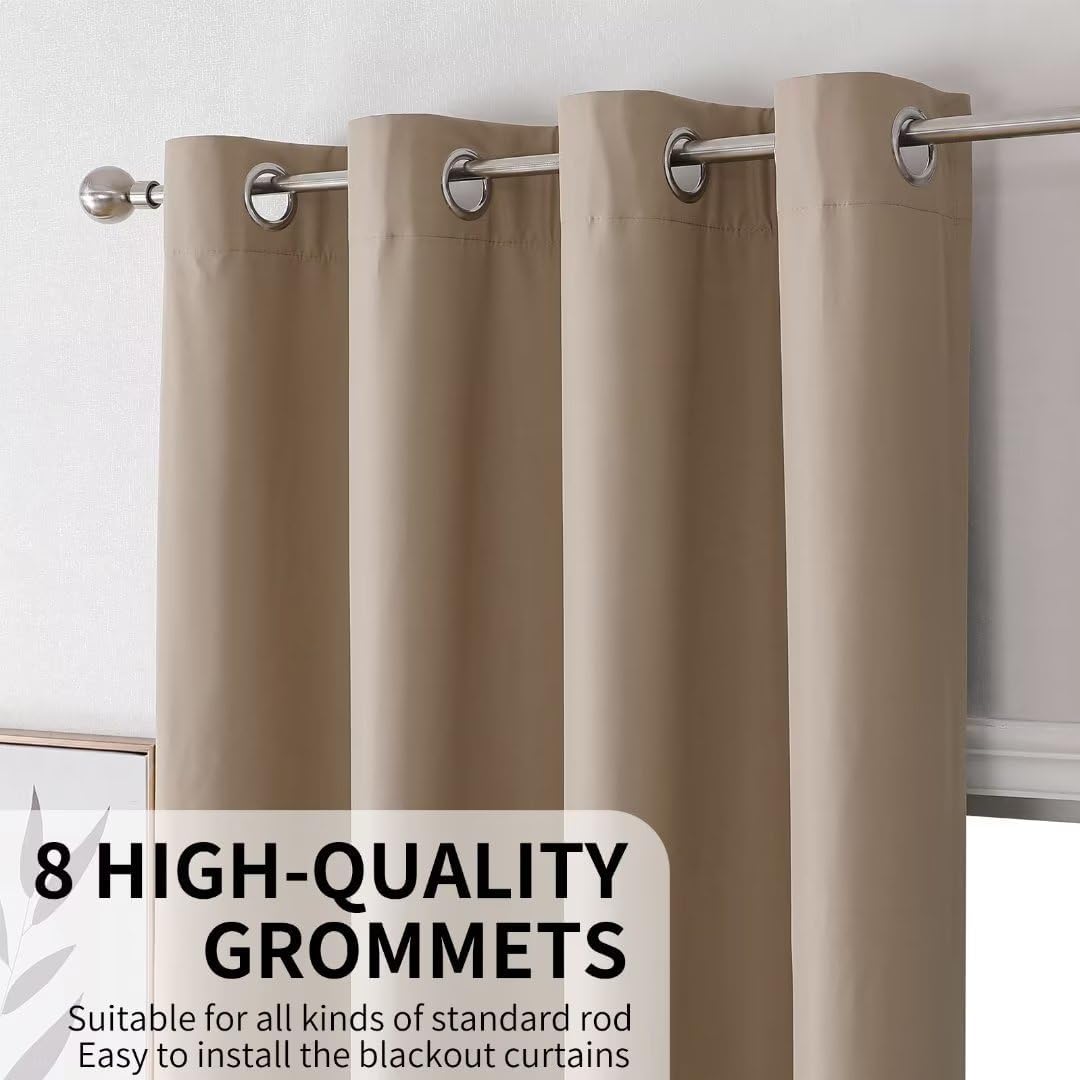 Joydeco Taupe Curtains 84 Inch Length 2 Panels Set for Livingroom, Blackout Curtains 84 Inches Long for Bedroom Windows, Thermal Insulated Room Darkening 84 Inch Long with Grommets