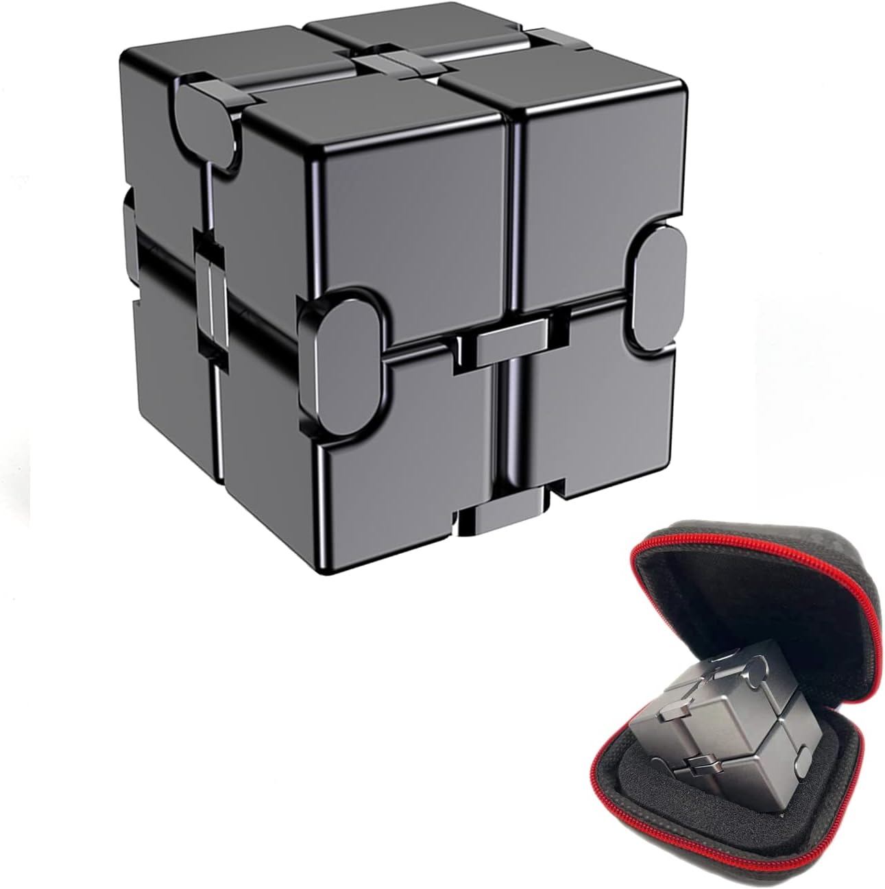Infinity Cube Fidget Toys Anxiety Stress Relief Toys for Men Aluminum Alloy Material (Gray)