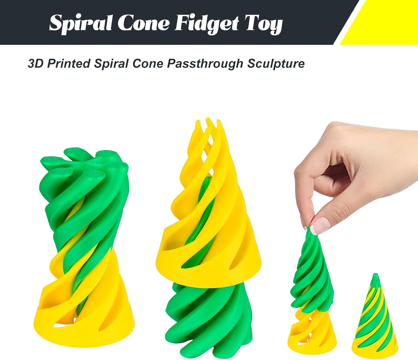 Impossible Pyramid Passthrough Sculpture 3D Printed Spiral Cone Toy Spiral Cone Fidget Toy Pass Through Pyramid Fidget Toy Stress Relief Desk Toy Pyramid Model Relax Anxiety Toy Children Adult Green