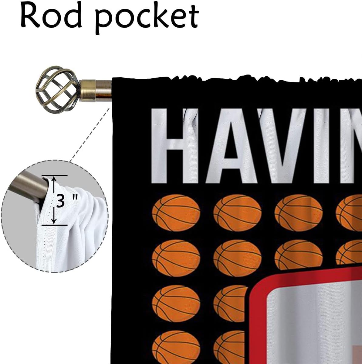 Basketball Blackout Curtains for Boy Girl Room Darkening Decor,Sports Themed Hoop and Many Basketballs Bedroom Living Room Home Rod Pocket Thermal Insulated Window Curtain/Drapes Panel,42x45 Inch…