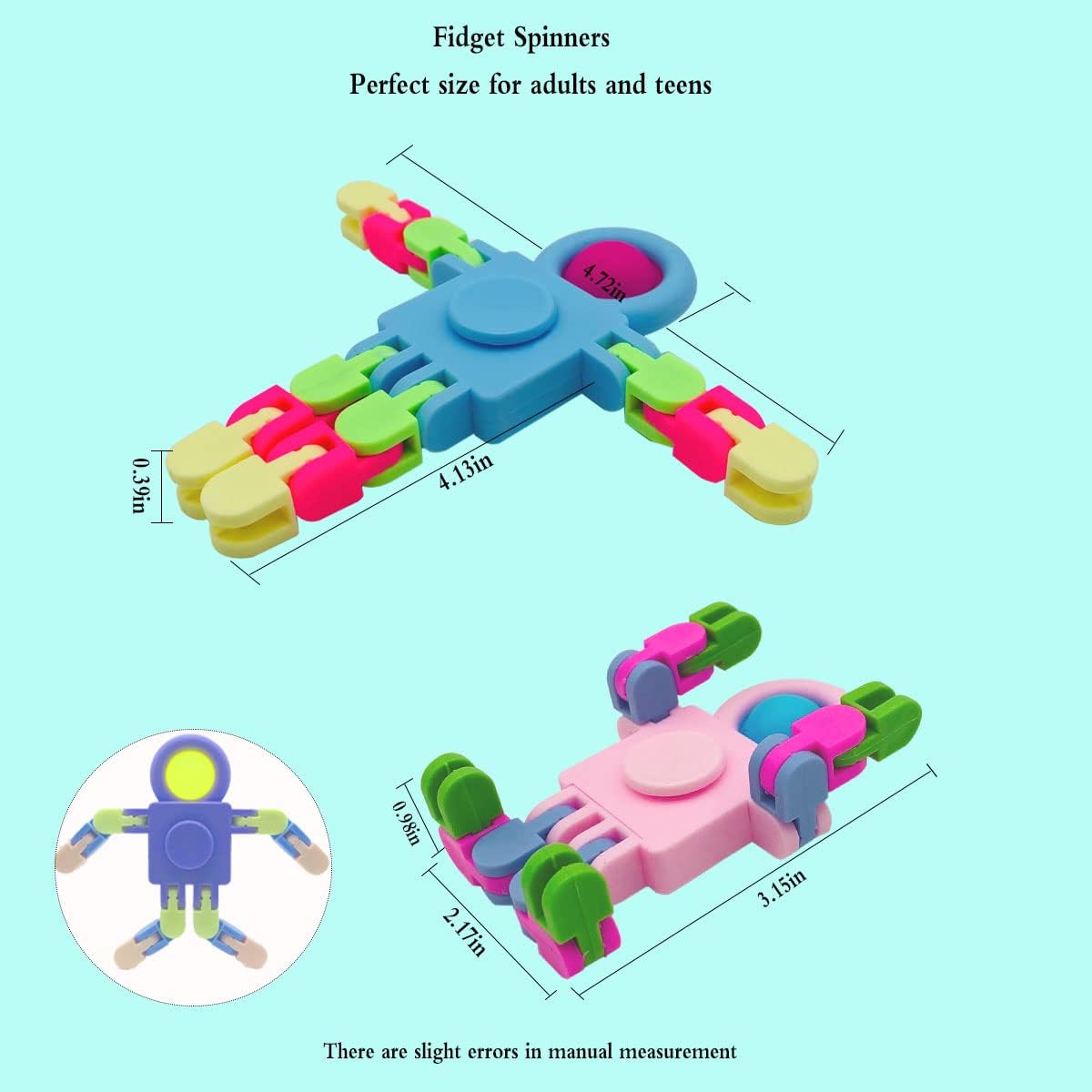 8 Pack Funny Sensory Fidget Toys, DIY Deformable Robot Fingertip Toys for Kids Adults, Pop Chain Toy for Christmas Birthday Party Favors Gifts,Classroom Supplies Prizes (Random Color)