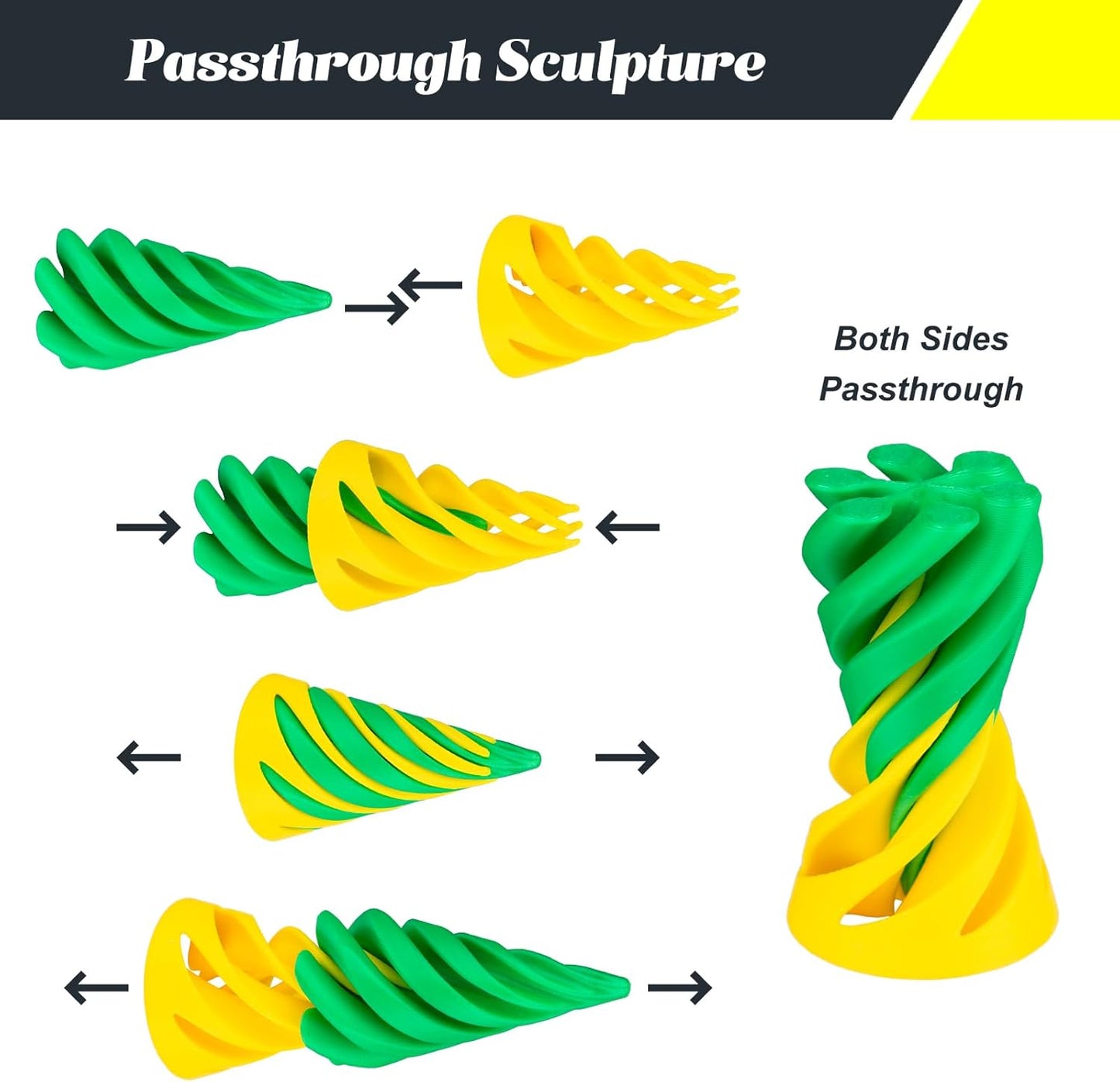 Impossible Pyramid Passthrough Sculpture 3D Printed Spiral Cone Toy Spiral Cone Fidget Toy Pass Through Pyramid Fidget Toy Stress Relief Desk Toy Pyramid Model Relax Anxiety Toy Children Adult Green