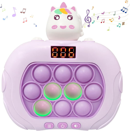 Pop Quick Push Game Light Up Fidget Toys Handheld Puzzle Press Popping Game Console for Kids Ages 3+ Adult Unicorn