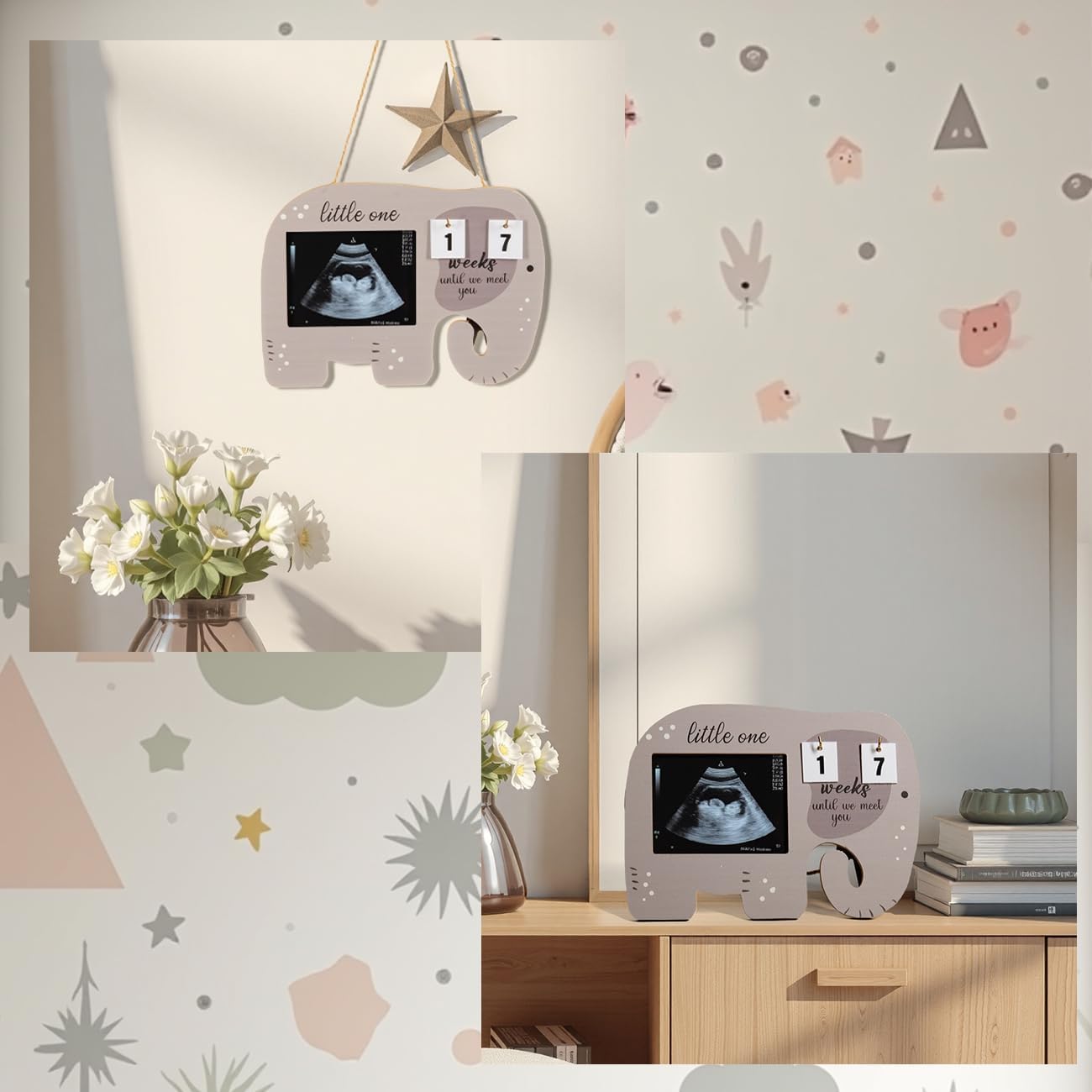 Ultrasound Picture Frames Sonogram Picture Frame with Countdown Weeks for Expecting Parents First Time Mama to be Pregnancy Gift Baby Keepsake Cut Photo