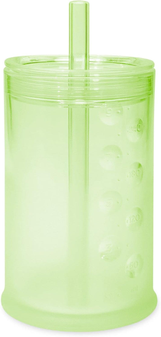 Olababy Clear View Silicone Training Cup with Straw Lid | Toddler Sippy Trainer 12mo+ | Unbreakable Water Drinking Cups for Kids 2yr+ | Baby Led Weaning & Feeding Supplies (Kiwi, 9 oz)