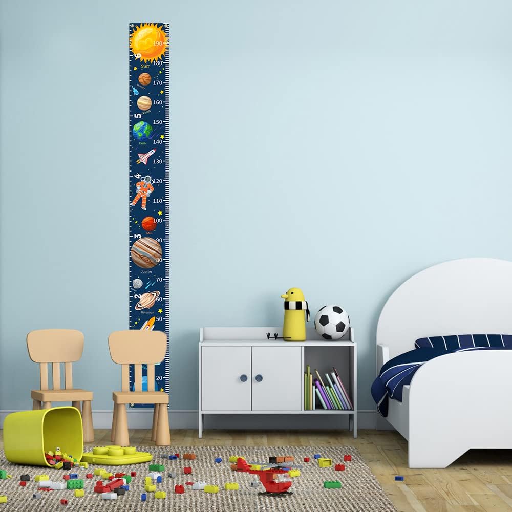 Outer Space Growth Chart for Kids Planets Baby Height Chart Canvas Height Measuring Rulers for Boys Girls Removable Growth Height Chart for Nursery Toddlers Child's Room Decor 79" x 7.9"