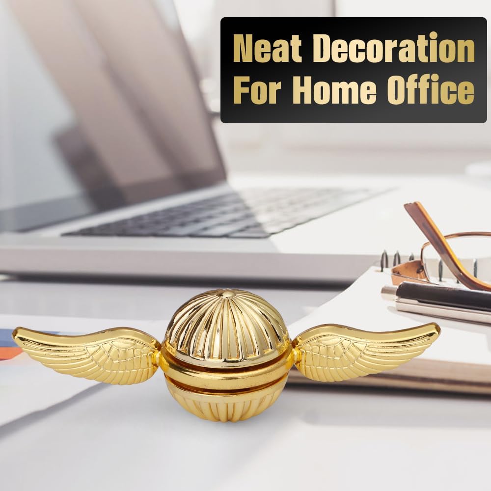 Cool Fidget Spinner for Kids Adults, Magic Orb Finger Hand Spinner Toys Stress Relief Ball Sensory Toy Wizard Fan, Metal Fingertip Gyro Birthday Gift Stocking Stuffer for Boys Girls, Golden Decortion