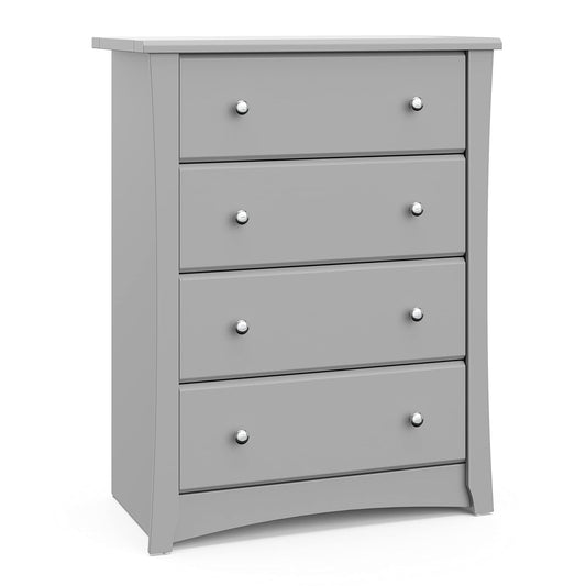 Storkcraft Crescent 4 Drawer Chest (Pebble Gray) – GREENGUARD Gold Certified, Easy-to-Match Chest of Drawers for Nursery and Kids Bedroom, Dresser Organizer for Children’s Bedroom