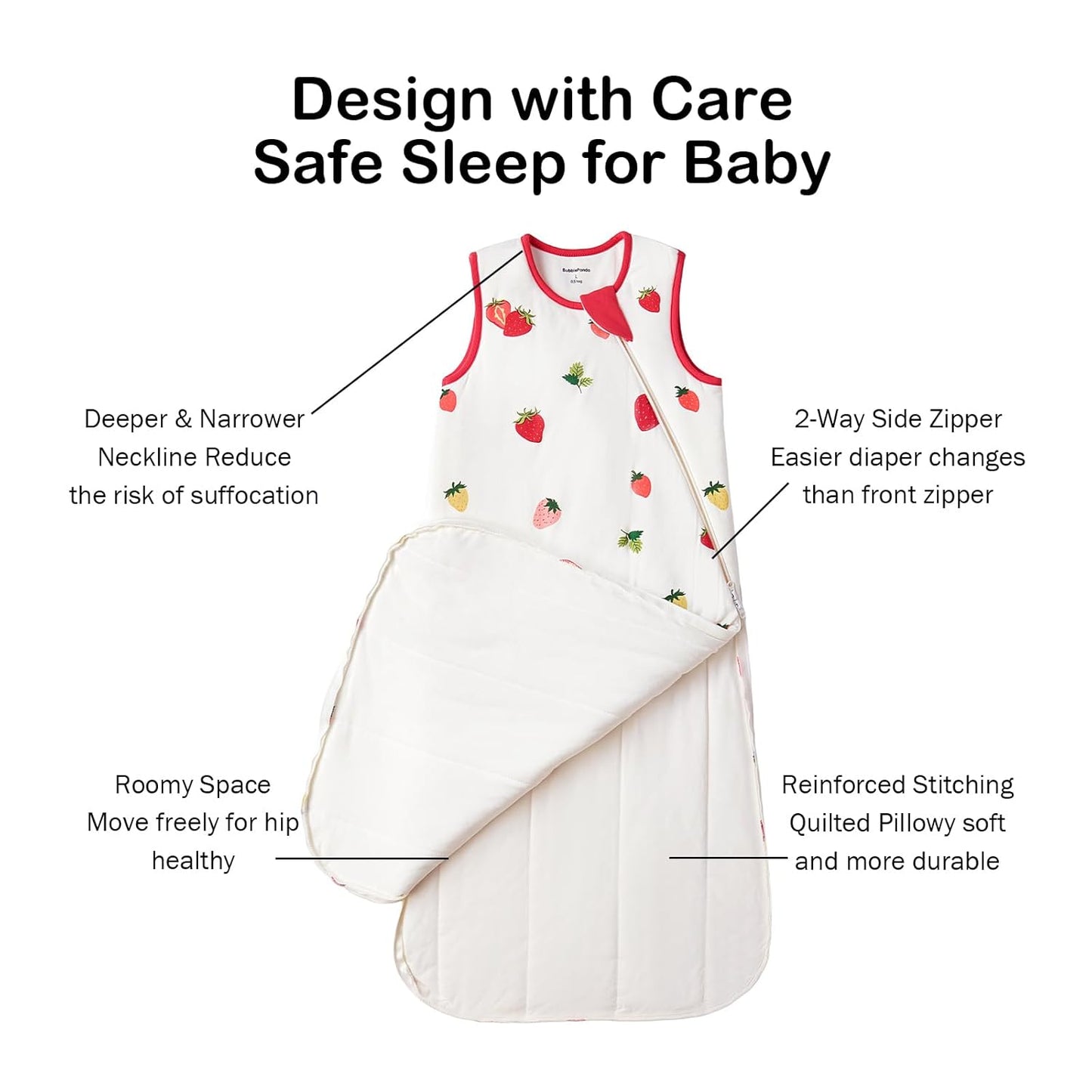 BubblePanda Rayon Made from Bamboo Sleep Sack 6-12 Months 0.5 Tog Soft Lightweight Toddler Sleep Sack for Babies 2-Way Zipper Wearable Blanket Baby 6 Months