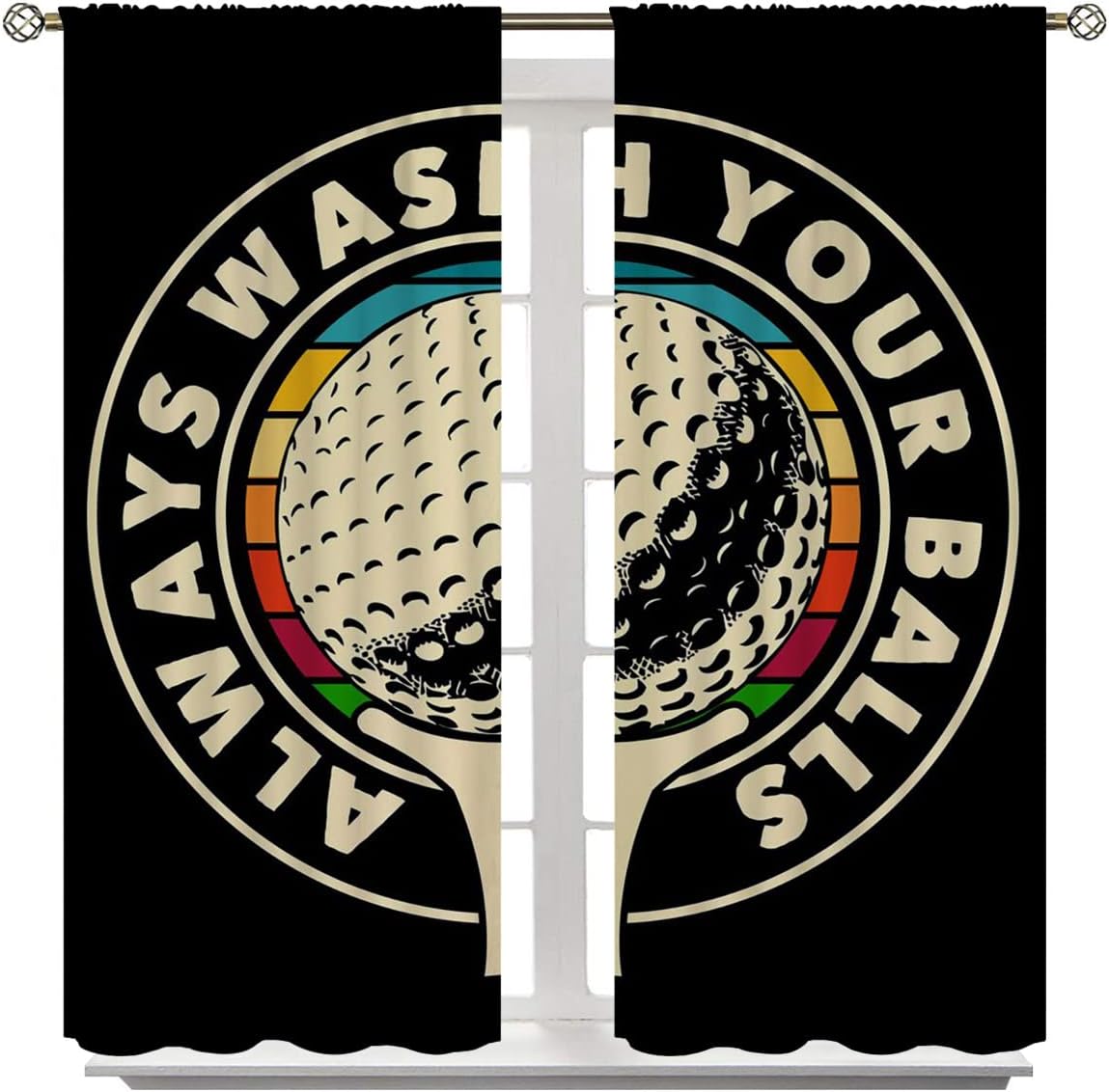 Golf Blackout Curtains for Boy Girl Room Darkening Decor,Sport Theme and White Motto Dark Background Bedroom Living Room Home Rod Pocket Thermal Insulated Window Curtain/Drapes Panel,42x45 Inch…