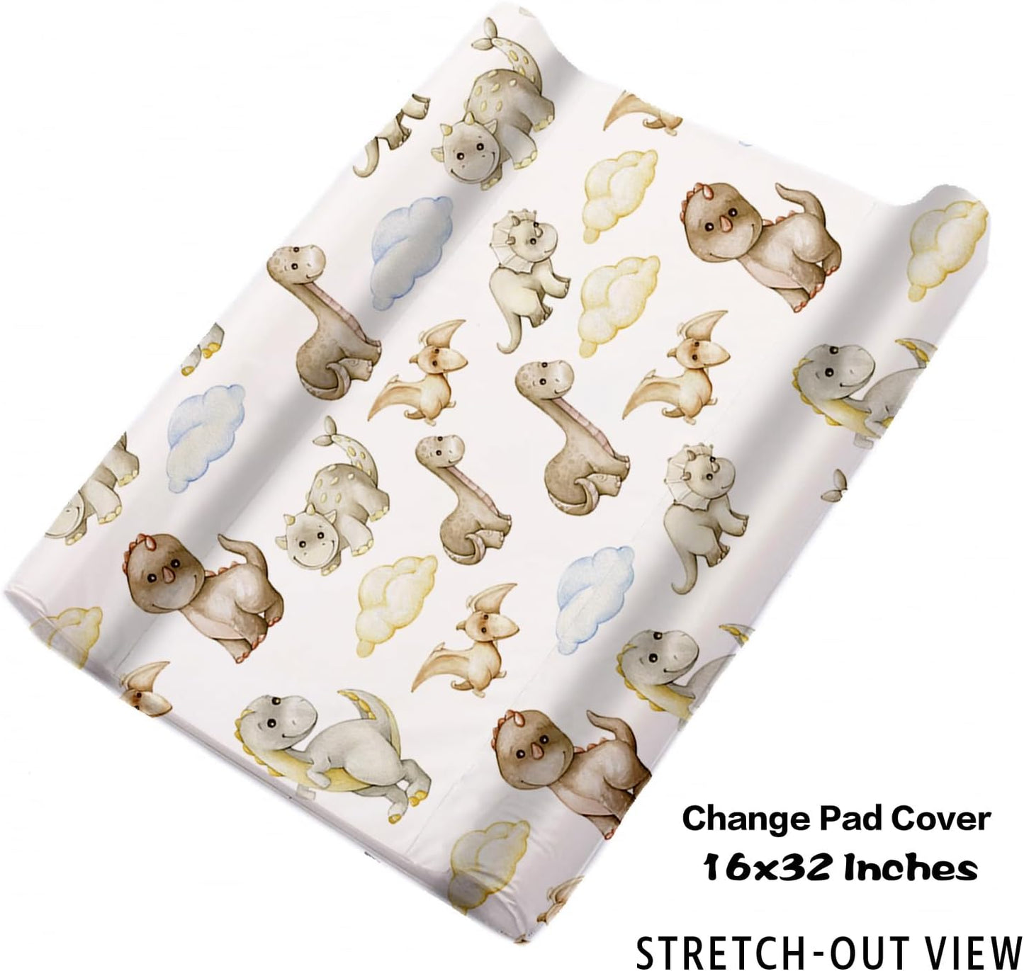 Personalized Baby Crib Bedding Set, 5-Piece Cute Dinosaur Baby Crib Sets with Custom Name, Toddler Double Layer Blanket Fitted Sheets Changing Pad Cover Rug Wall Art Set, Charming Nursery Decor