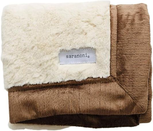 SARANONI Security Blankets for Babies Super Soft Boutique Quality Lush Luxury (Ivory & Gingersnap, Mini 15" x 20")