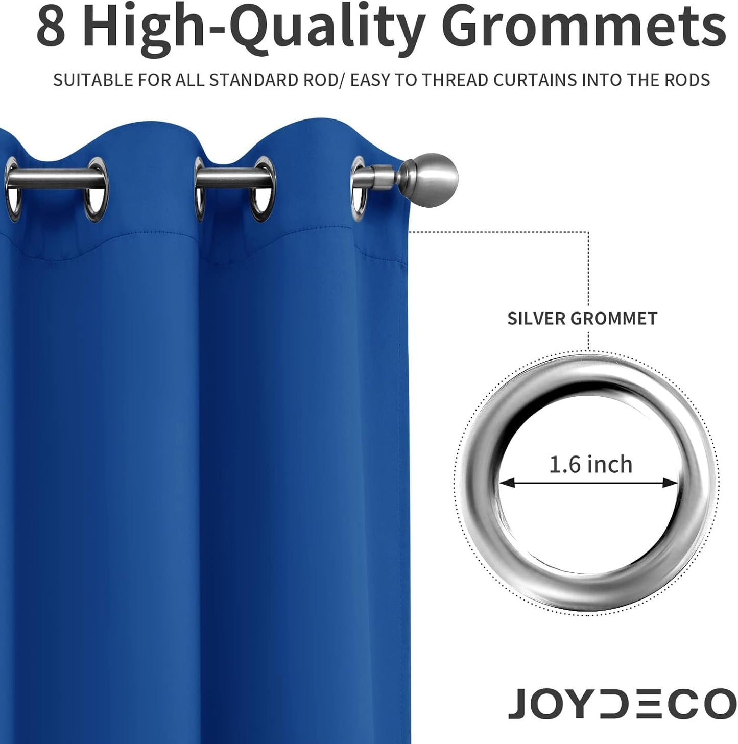 Joydeco Blackout Curtains 84 inches Long 2 Panels Set, Thermal Insulated Long Curtains & Drapes 2 Burg, Room Darkening Grommet Drapes for Bedroom Living Room Windows (W42 x L84 Inch, Royal Blue)