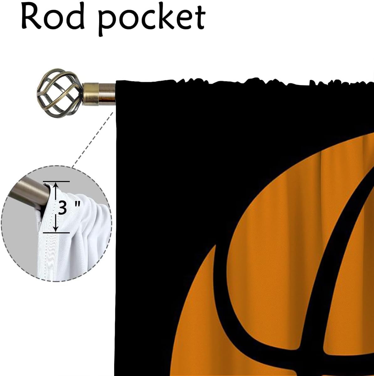 Basketball Blackout Curtains for Boy Girl Room Darkening Decor,Sport Theme and Motto Dark Background Bedroom Living Room Home Rod Pocket Thermal Insulated Window Curtain/Drapes Panel,84x63 Inch…