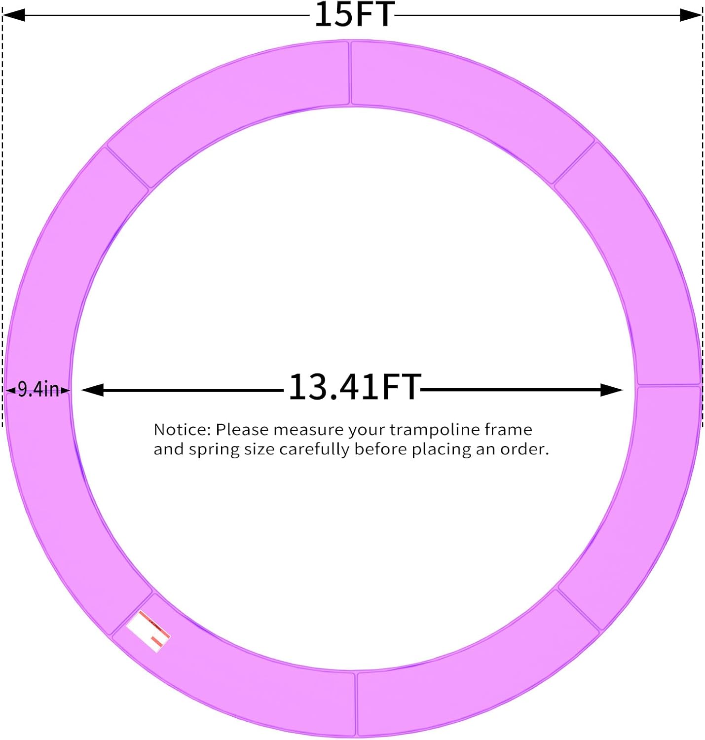 16FT/15FT/14FT/12FT/10FT Trampoline Safety Pad Replacement, Round Trampoline Spring Protection Cover, Fits 16FT/15FT/14FT/12FT/10FT Frames, Water-Resistant Trampoline Accessories