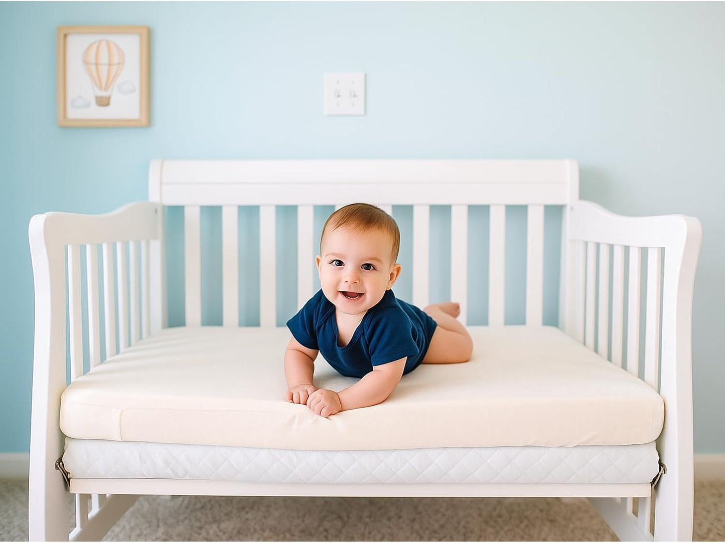 Organic Cotton Crib Mattress Protector - Water Resistant Fitted Sheet Liner Pad, Skin Friendly, Chemical-Free Pure Cotton [GOTS-Certified] for Standard (52"x28") - Made in USA