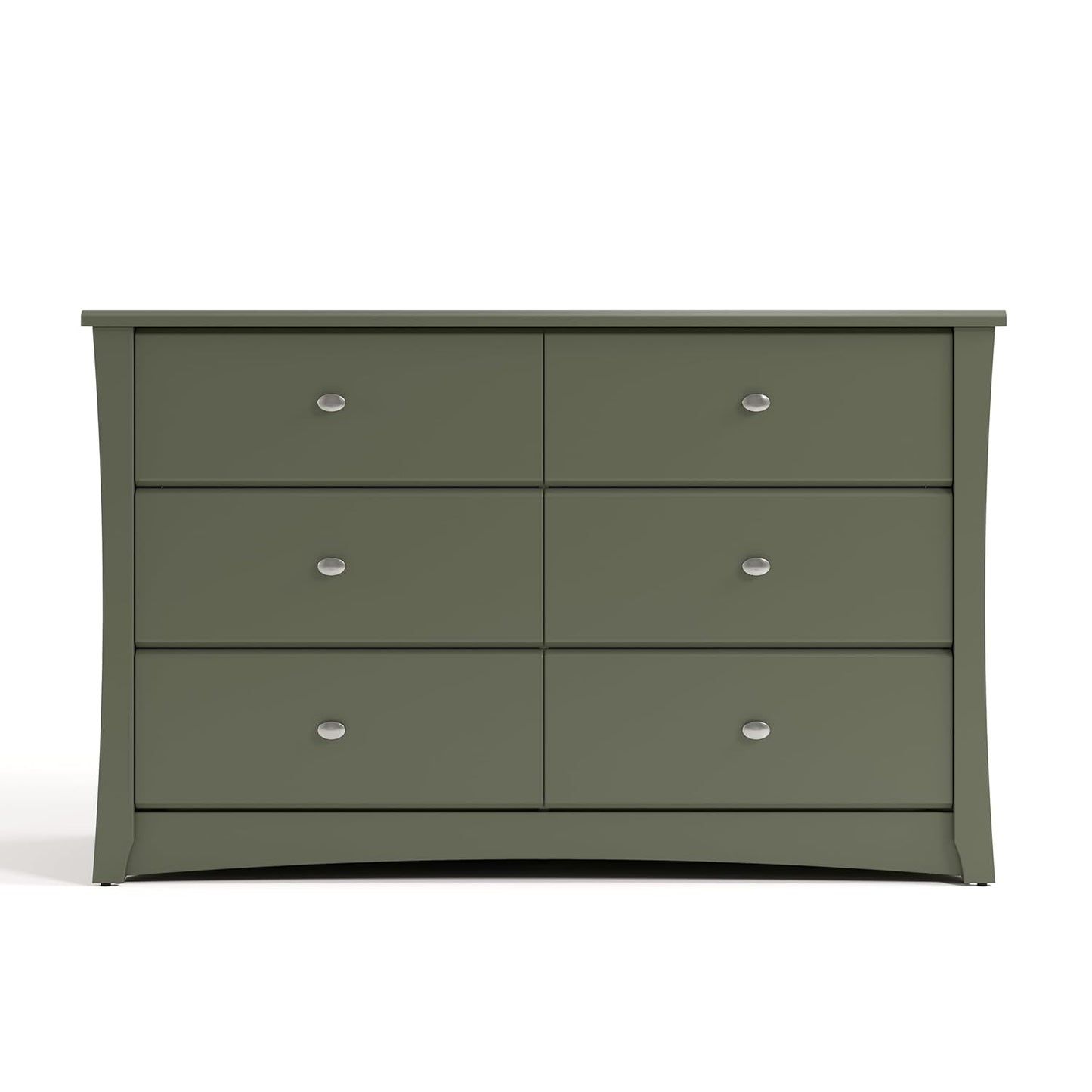 Storkcraft Crescent 6 Drawer Double Dresser (Olive) – GREENGUARD Gold Certified, Nursery Dresser for Kids Bedroom