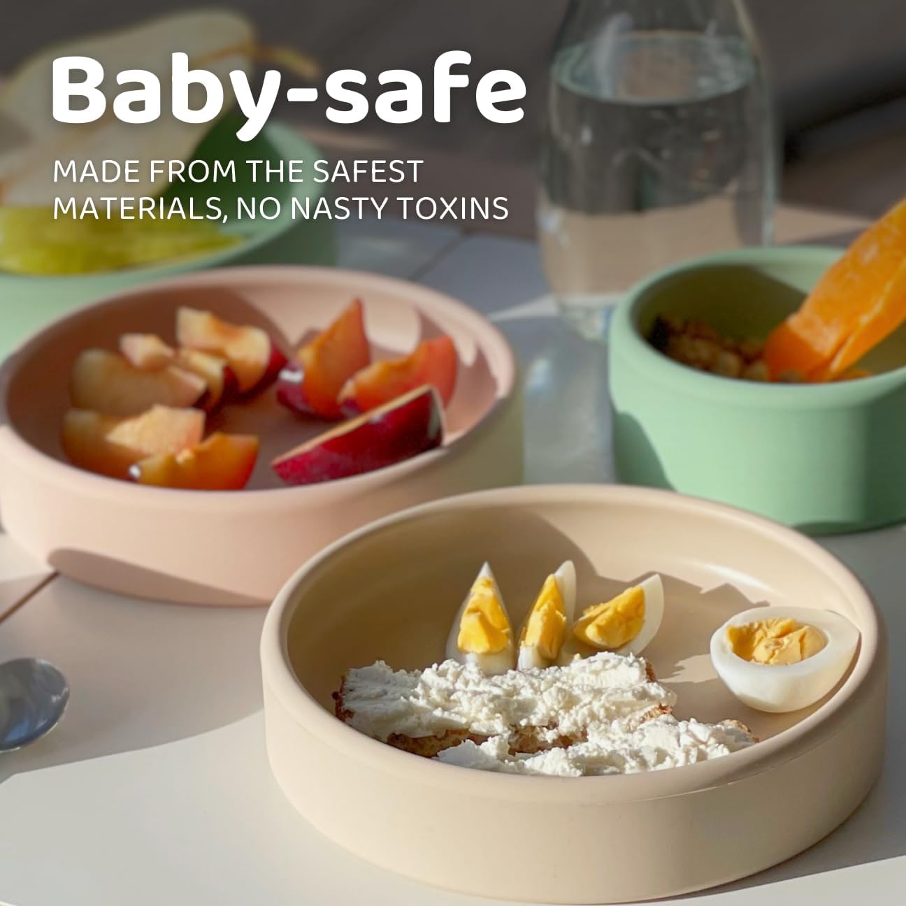 Solid Plate, Weighted Baby Toddler Plate, Silicone Plates for Baby, No-Division Kid Plates, Microwave & Dishwasher Safe Silicone Plate for Toddlers, No BPA, Matcha Green