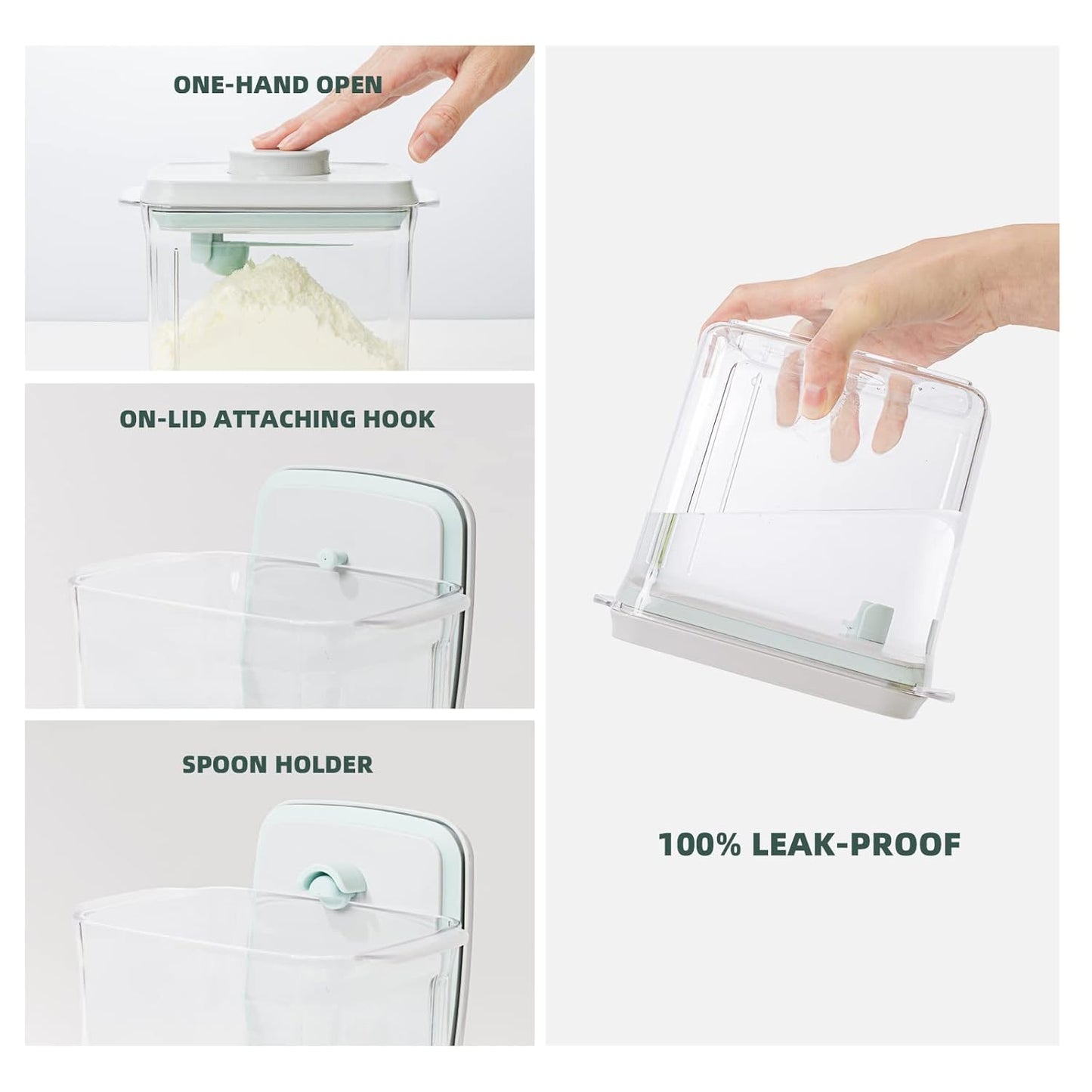 Formula Container - 1700ml Pop Top Milk Powder Container, BPA-Free Airtight Formula Dispenser with Scoop and Scraper, 21OZ, 1.32LB, 600g, Clear