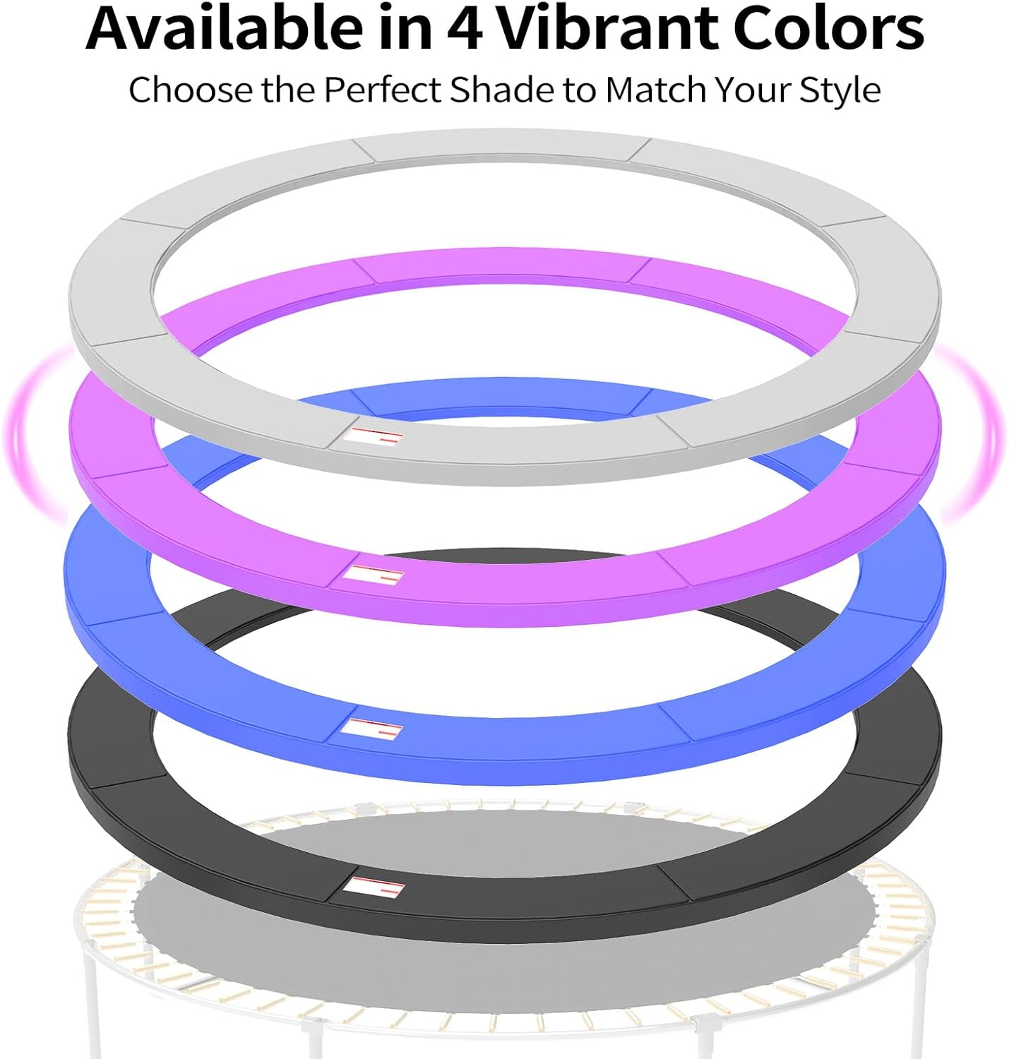 16FT/15FT/14FT/12FT/10FT Trampoline Safety Pad Replacement, Round Trampoline Spring Protection Cover, Fits 16FT/15FT/14FT/12FT/10FT Frames, Water-Resistant Trampoline Accessories