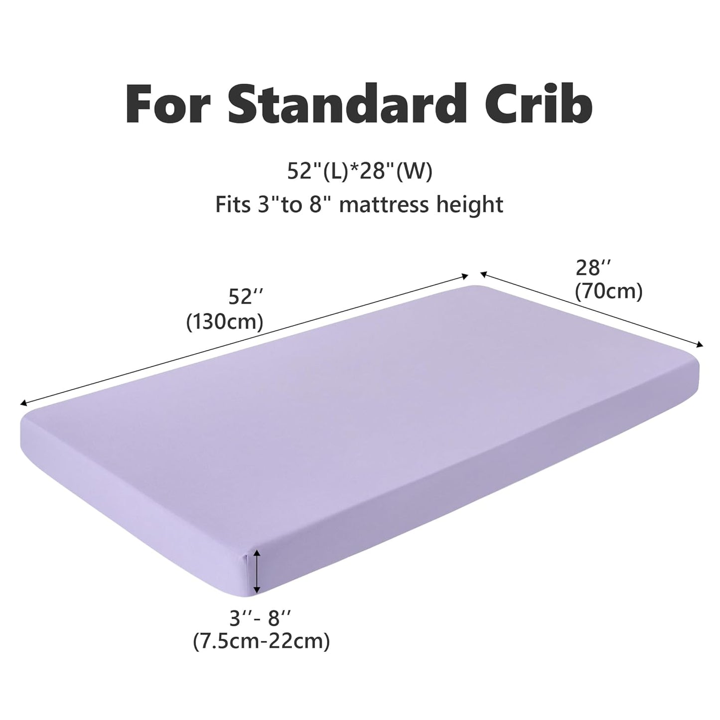 TILLYOU Baby Crib Sheets for Boys Girls, Super Soft Toddler Bed Sheets, 2 Pack Sheets for Standard Crib Mattress 28x52in, Light Purple and Light Pink