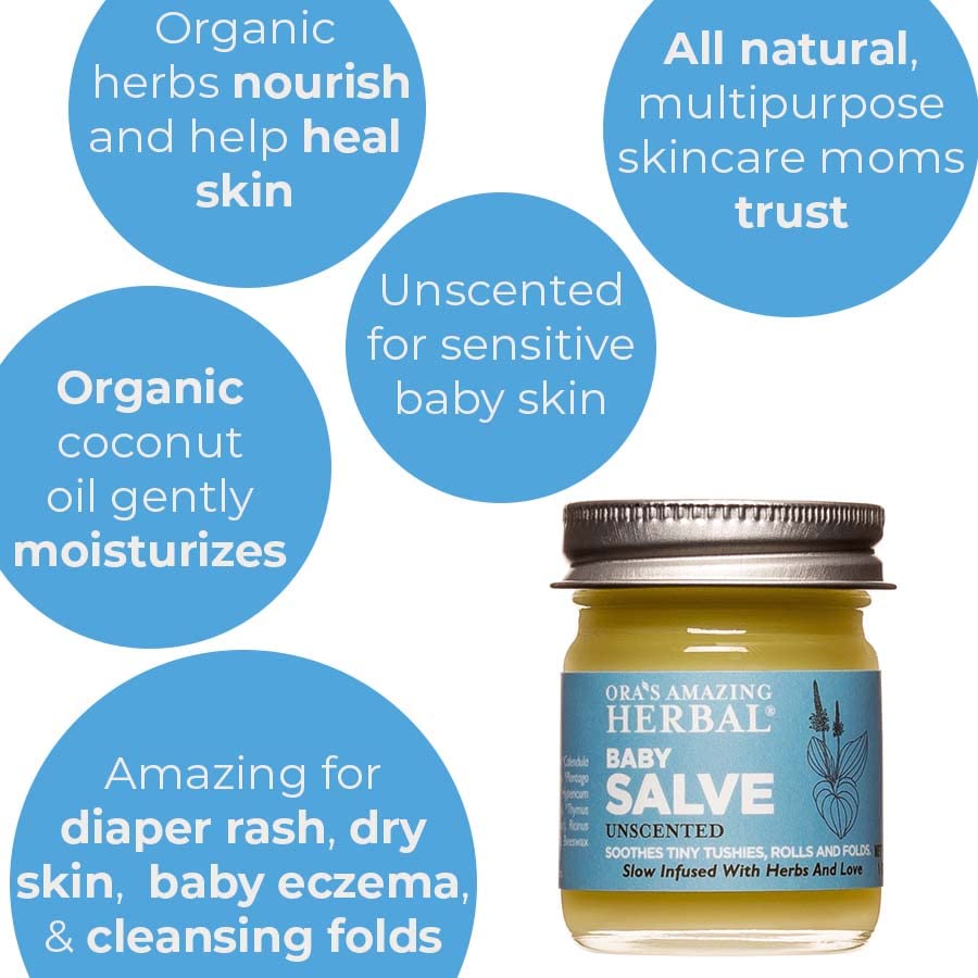 Baby Salve, Diaper Balm Ointment, Newborn Salve, Natural Baby Cream with Calendula, 1 oz Travel Size, Ora's Amazing Herbal