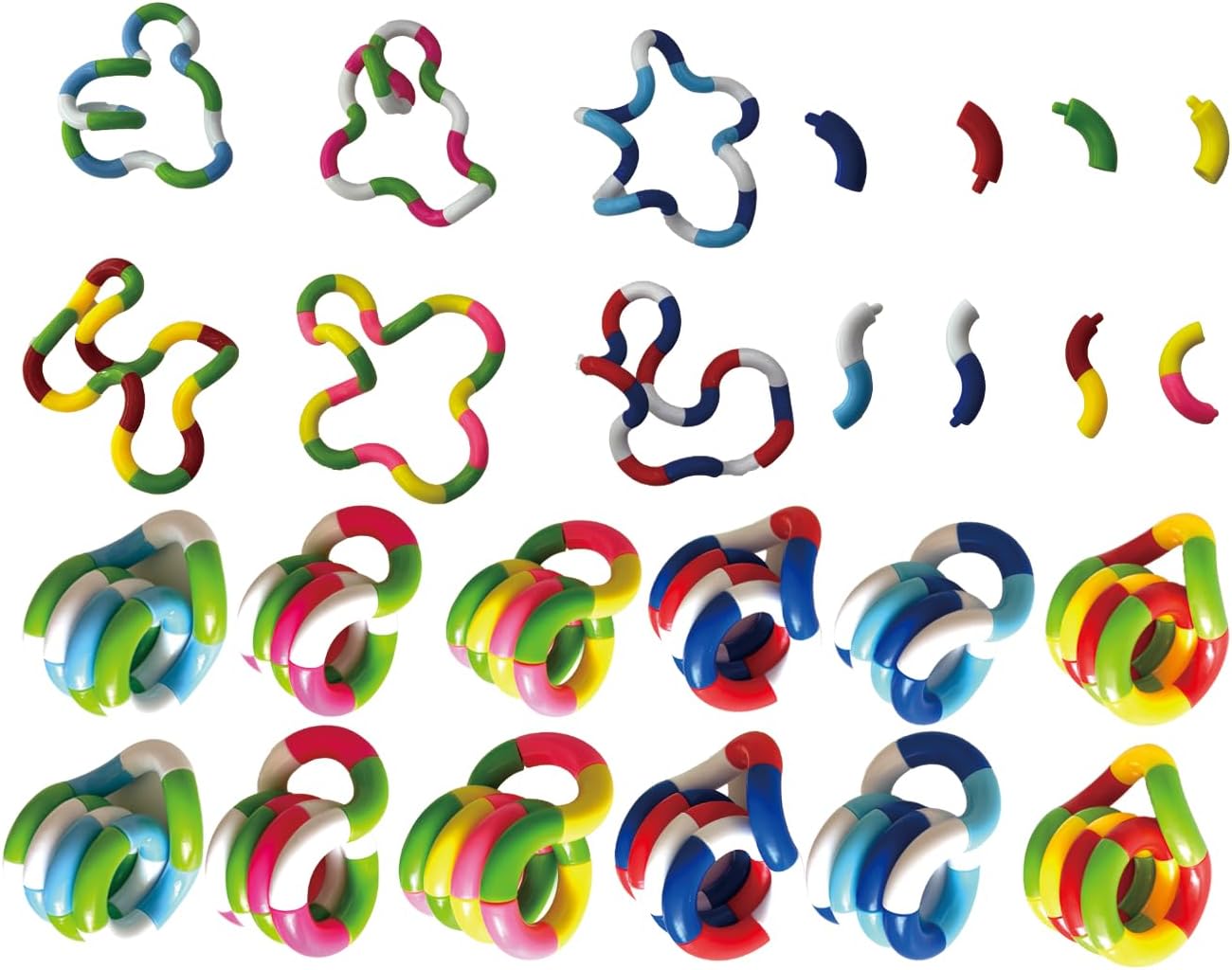 24PCS Multicolor Twisty Fidget Toys for Relaxation, Relaxation Therapy and Stress Relief Education Toys for Unique Fidget Experience, Brain Imagination Tools (24)