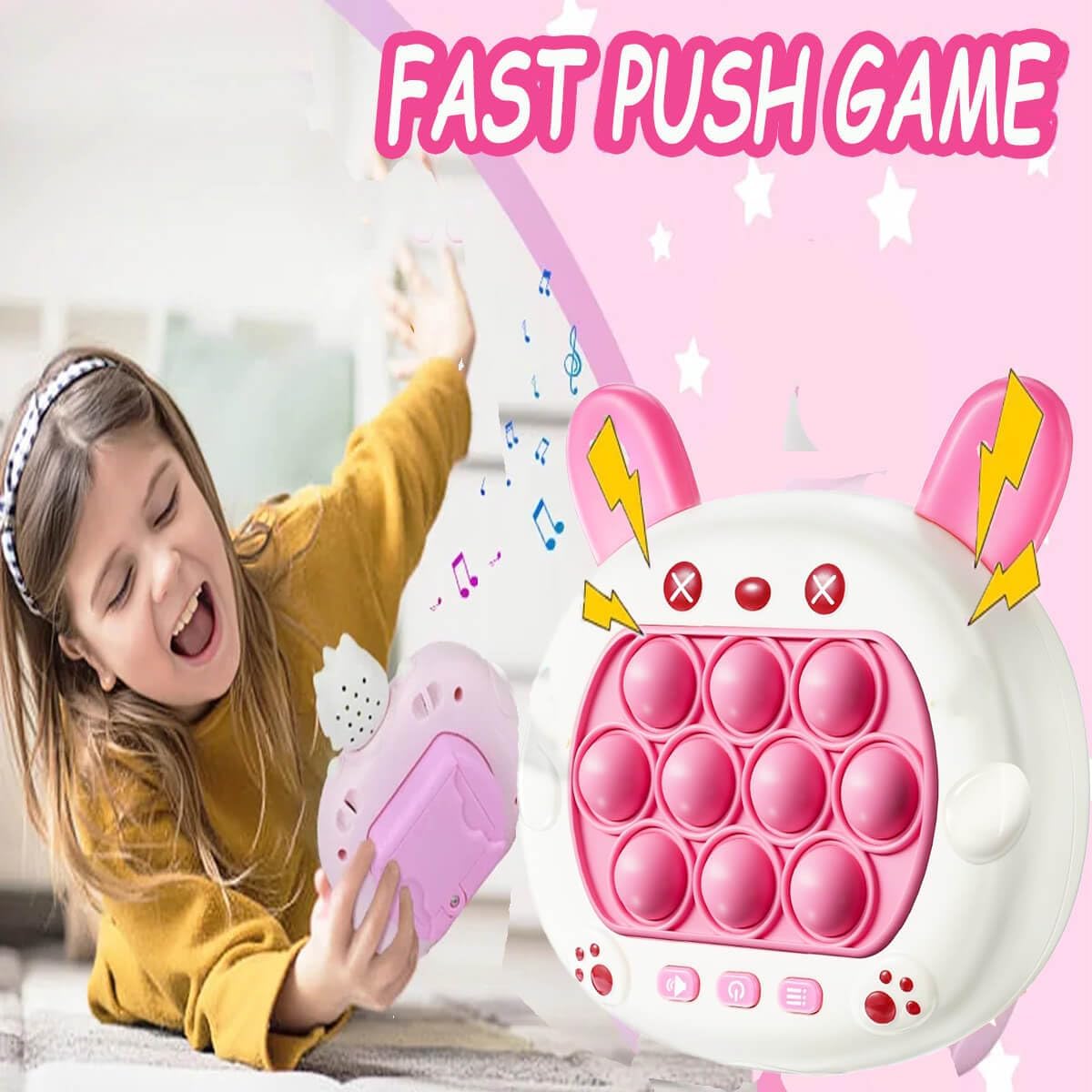 Quick Push Game Console,Pop Fidget Toys ,A Toy Game Machine That Exercises Reaction Ability and Improves Concentration | Gift Idea for Kids & Teens Boys & Girls(Pink Rabbit)