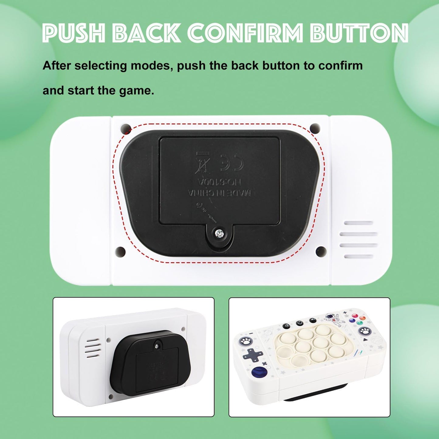 Quick Push Bubbles Pop Fidget Toy It Game, Fast Push Light Up Pop Interactive Sensory Toy, Fast Push Button Game for Kids Adult, Stress Relief Handheld Game Present Toy for 3 4 5 6 7 Years Boy Girl