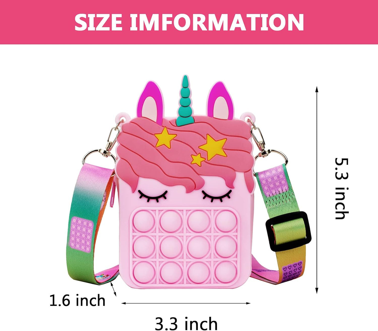 Civan Pink Unicorn Pop Purse for Girls, Beach Mini Pop Fidget Toy for Girls, Push Pop Bubble Fidget Sensory Toy, Stress Release Pop Coin Purse, Christmas Stocking Birthday Party Favors Unicorn Gifts