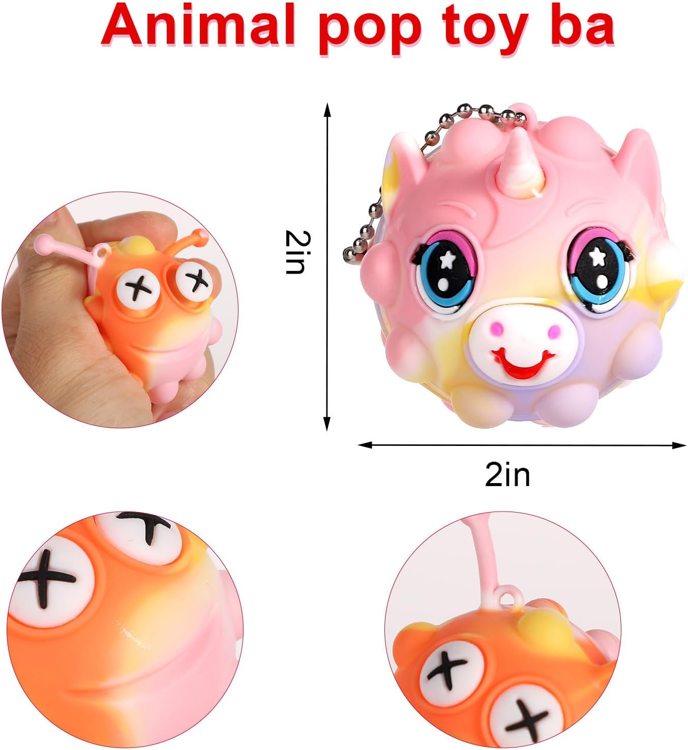 9pcs Animal Pop Balls Party Favors for Kids, Interesting 3D Pop Balls Its Fidget Toys Animal Pop Balls Fidget Toys for Kids Carnival Prizes Ideal Kid Prizes Party Favors