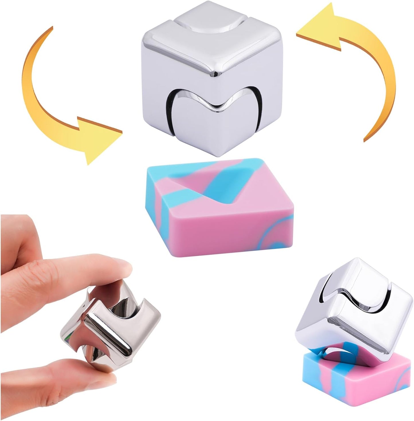 Fidget Toys Kinetic Desk Spinner Cube Toy for Adult Silver