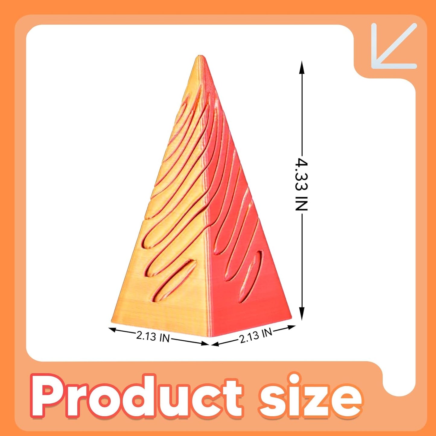 Impossible Pyramid Passthrough Sculpture 3D Printed Spiral Cone Fidget Toy for Adults Kids, Infinity Spiral Tree, Christmas, Halloween, Thanksgiving, and White Elephant Gifts (Orange Red)