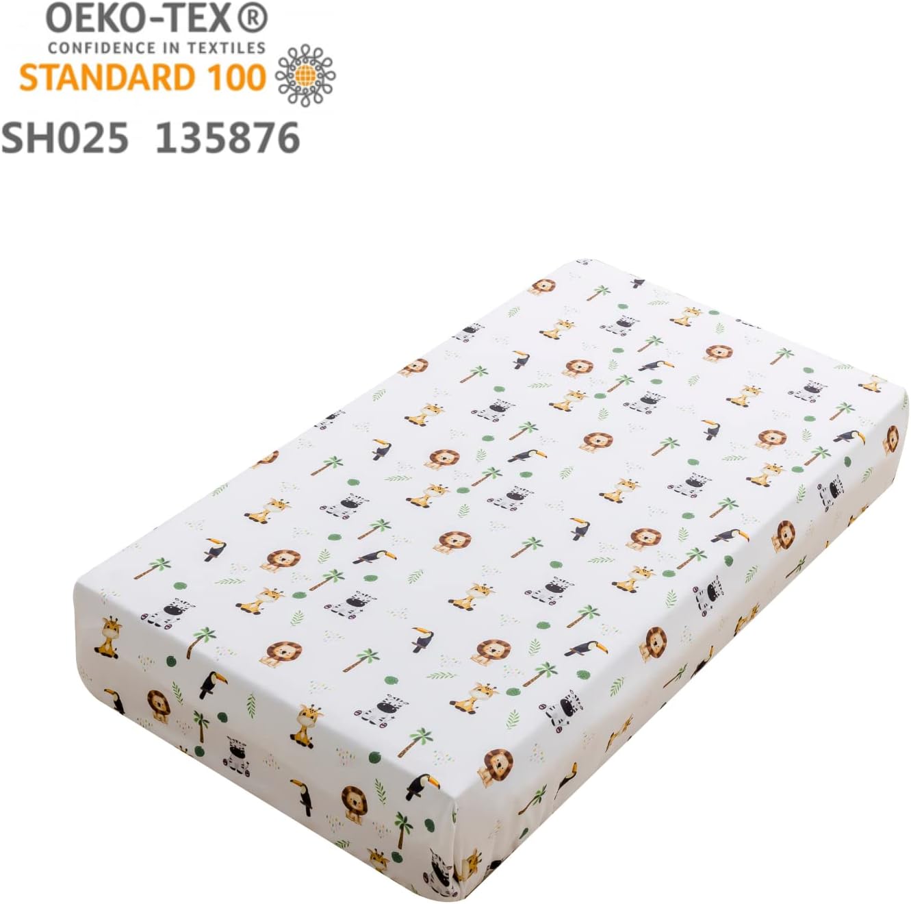 Safari Animal Bedding Set for Baby Boys Girls, 3-Piece Crib Set Including Sheet, Comforter & Skirt, Standard Size