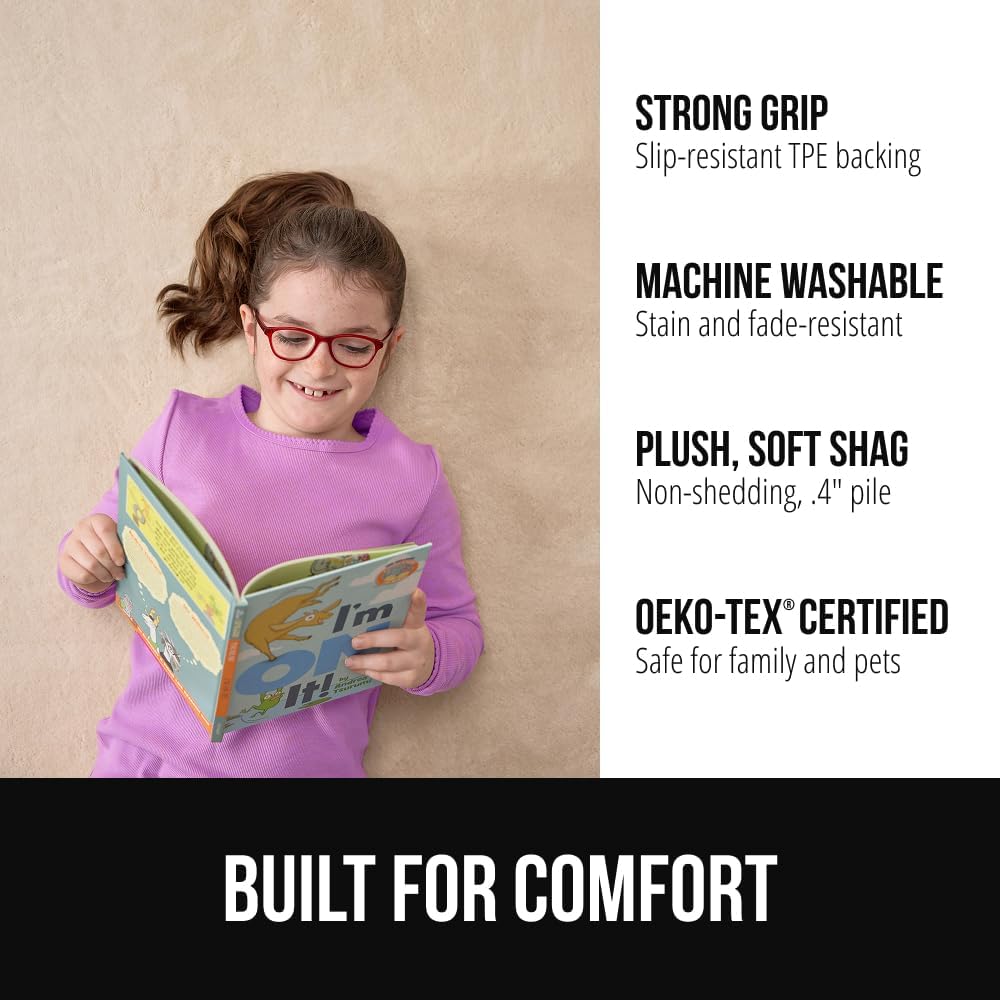 GORILLA GRIP Ultra Soft Washable Area Rug, Stain and Slip Resistant Plush Thick Carpet for Bedroom Living Room, No Shed Floor Rugs, Pet Friendly, Dorm Essentials, Kids Nursery Home Decor, 4x6, Ivory