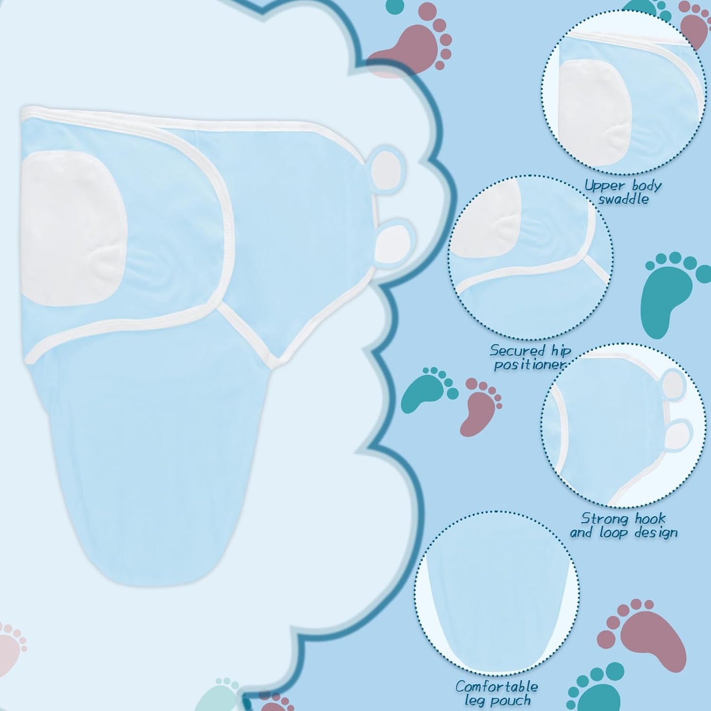 Baby Swaddle Sleep Sacks with Hats for 0-3 Months Baby Swaddle Blanket Wrap Newborn Swaddles Sack for Baby Boy Girl