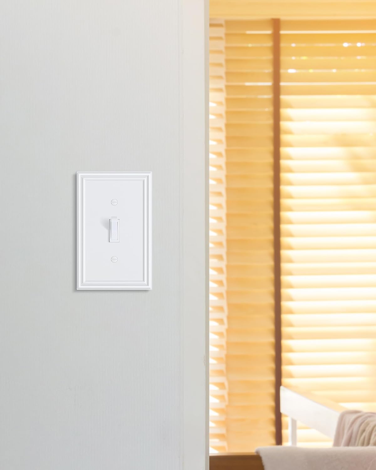 6-Pack Single Toggle Light Switch Cover Plate, Durable Solid Zinc Alloy Decorative Switch Plate Covers, White 1 Gang Wall Plate, Corrosion Resistant