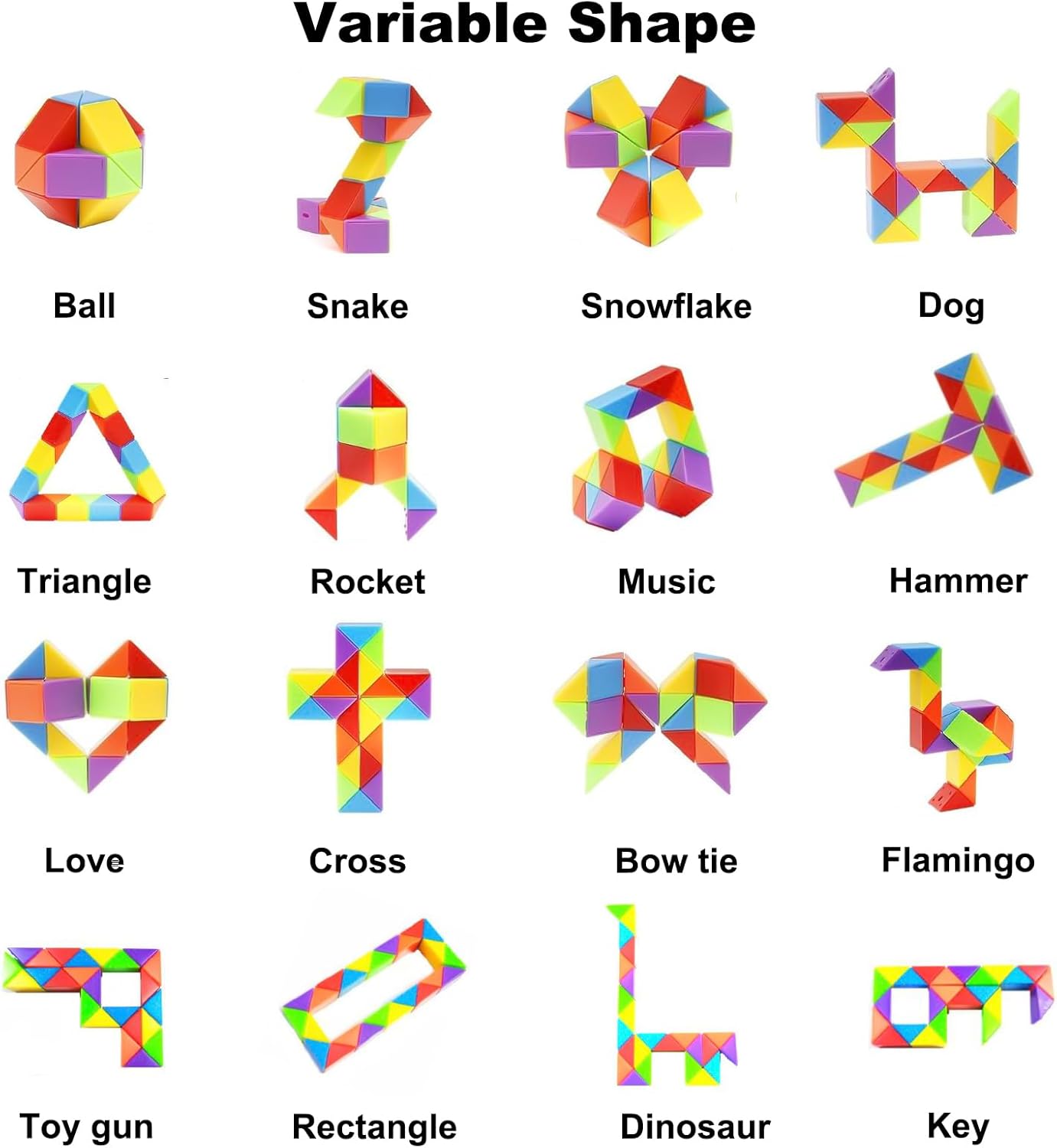 24 Pack Mini Fidget Snake Cube Puzzle Toys - Party Favors & Goodie Bag Fillers for Kids & Teens - Rainbow Colors - Bulk Birthday & Back to School Gifts - Stocking Stuffers