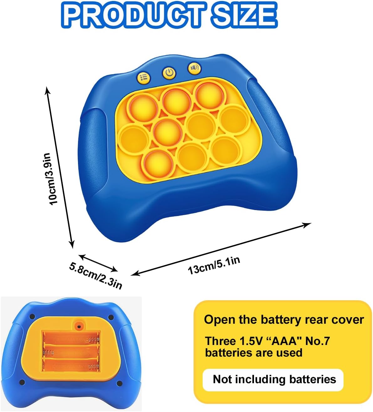 Quick Push Puzzle Game Machine Pop Fidget Light-Up Squeeze Poppet Sensory Toy Educational Push Pop Bubble Toy Stress Relief Party Favors Puzzle Game for Kids Teens Adults (Blue)