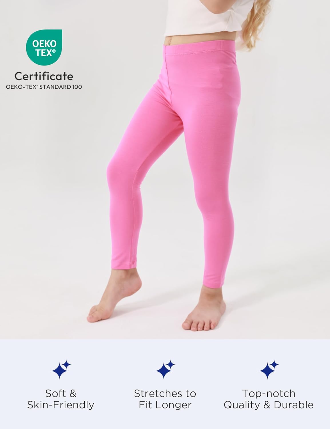 Toddler Girls Leggings 2-Pack Bamboo Viscose Little Girls Casual Stretch Pants