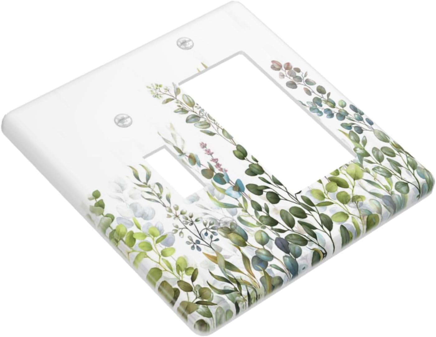 Green Eucalyptus Leaf Plant Herbs Springnature Outlet Covers 1 Toggle 1 Rocker Combination Decorative Wall Plate Electrical Switch Plates Light Switch Cover Plate for Bed Room Living Room Decor