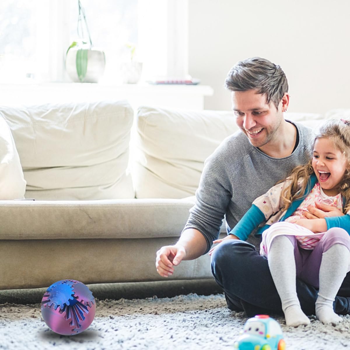 Gear Ball - 3D Printed Gear Ball Spin Ball or Cube Fidget Toy,Gear Sphere,Gear Ball Fidget Toy,Stress Ball,GearSphere Desk Toy,Fidget Ball,Gear Toy for Stress and Anxiety Relaxing (Purple, 8cm)